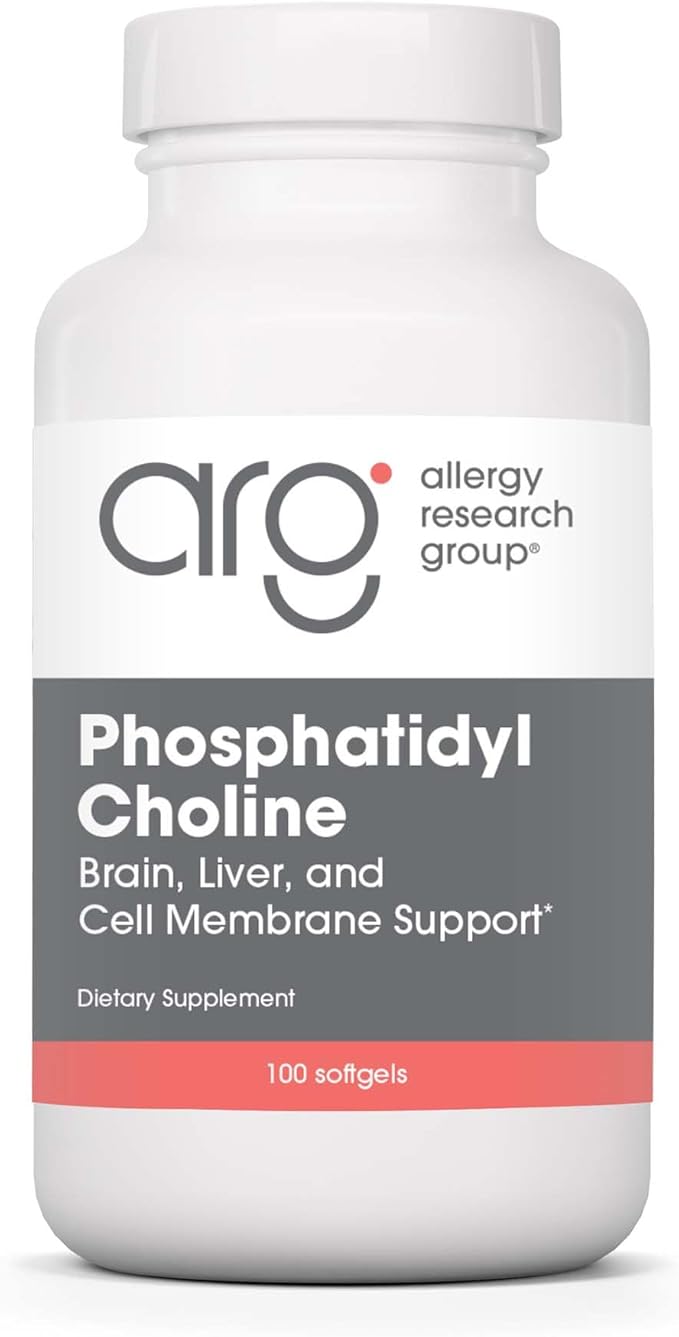Allergy Research Group ARG Phosphatidyl Choline - 385 mg Phosphatidylcholine Lecithin - Brain Liver &amp Cell Membrane Support - Softgel Capsules - Soy-Based Supplement - 100 Servings - 100 Count