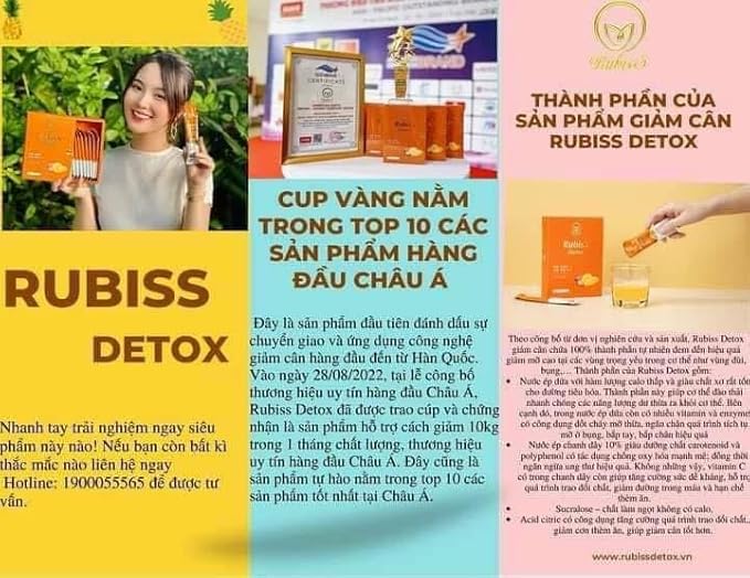 RUBISS Detox Nuoc Ep Chanh Day Dua - Fruits Juice Detox- Passionfruit Pineapple - 12packs x 20ml / 1 Boxes