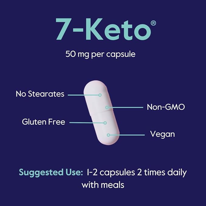 BESTVITE 7-Keto 50 mg DHEA (120 Vegetarian Capsules) - No Stearates - Vegan - Non GMO - Gluten Free - Supports Energy Metabolism* - Easy to Swallow Capsules