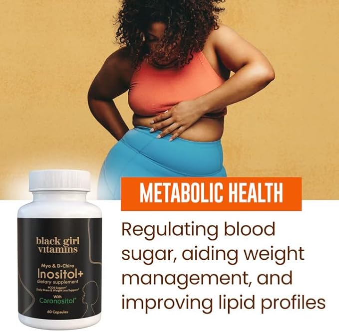 Black Girl Vitamins Inositol Supplement 2000mg Myo + 50mg D-Chiro Vegan Capsules to Support Hormone Balance Healthy Ovarian &amp Menstrual Wellness 60 Count