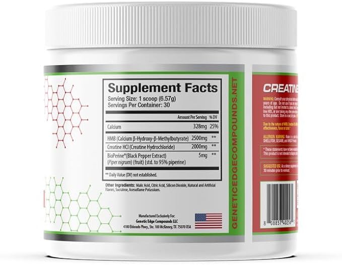 Creatine HCl + HMB for Athletes – Performance &amp Recovery Formula – 2g Creatine HCl 2.5g HMB – Fast Absorption No Bloat No Loading – 30 Servings – GEC (Standard Cherry Limeade)