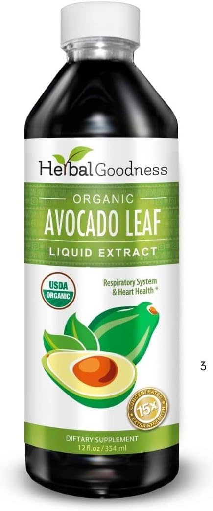 Herbal Goodness Avocado Leaf Extract Liquid Supplement - Probiotic Protein Gut Health Fiber Supplement Bone Health &amp Immune Support -12(12oz) btls (Pack of 12)