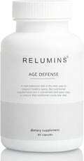 Relumins Age Defense NAD+ Supplement with NADH CoQ10 Glutathione Resveratrol Fisetin Curcumin &amp EGCG - Antioxidant Support Supplement – 60 Vegan Capsules