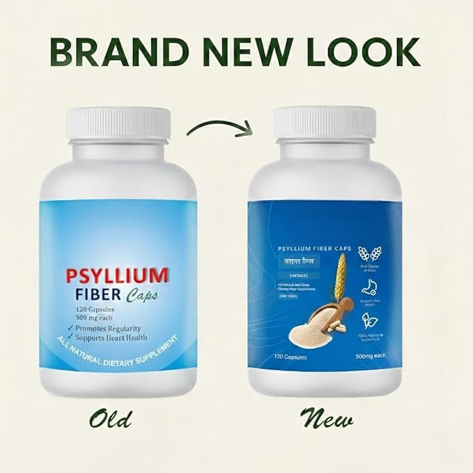 Psyllium (Sat Isabgol) Capsules: 120 Capsules (500 mg each)fiber for Effectively Relief from Constipation and Rich Source of Dietary Fiber.