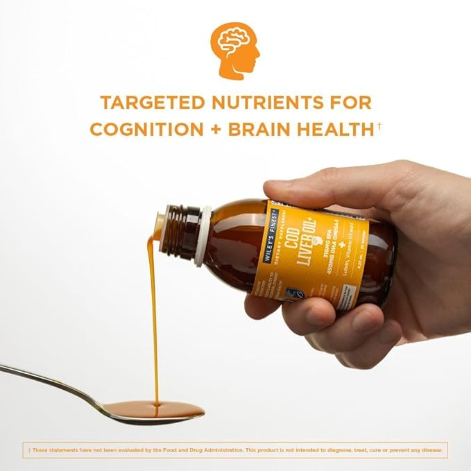 Wiley's Finest Cod Liver Oil - Orange Flavored Omega-3 Fish Oil Supplement - 765mg Omega-3s - 4.23 Oz (25 Servings)