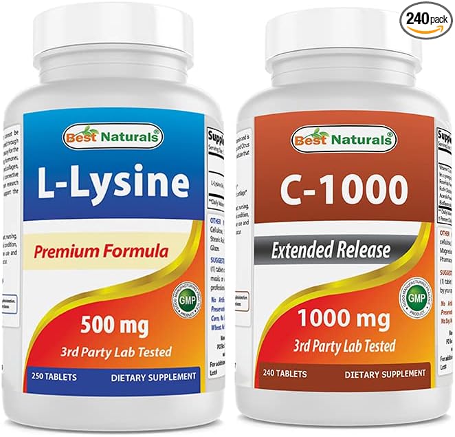 Best Naturals L-Lysine 500 mg &amp Vitamin C 1000 mg