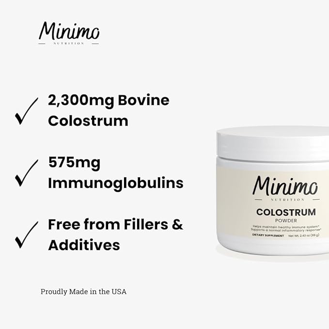 Unflavored Colostrum Supplement Powder for Gut Health Immune Support Muscle Recovery &amp Wellness | 2.300mg Bovine Colostrum Superfood 30 Servings