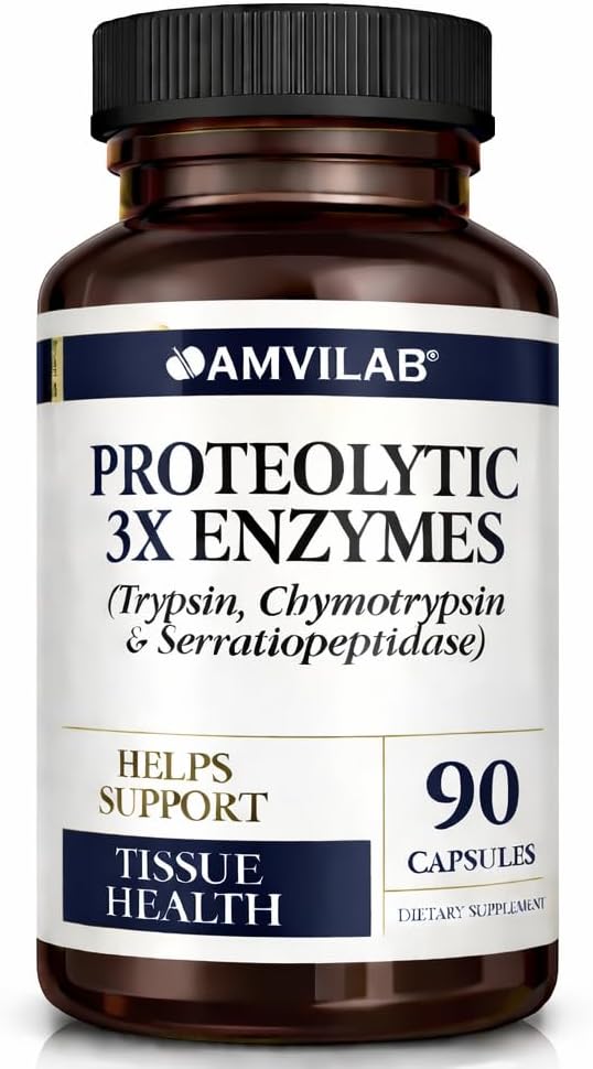 Proteolytic Enzymes 3X with SerrapeptaseTrypsin &amp Chymotrypsin | Reduces Edema &amp Irritation from Tissue Injury -Supports Body Wellness &amp Recovery- Digestive Supplement - 90 Capsules