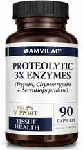 Proteolytic Enzymes 3X with SerrapeptaseTrypsin &amp Chymotrypsin | Reduces Edema &amp Irritation from Tissue Injury -Supports Body Wellness &amp Recovery- Digestive Supplement - 90 Capsules