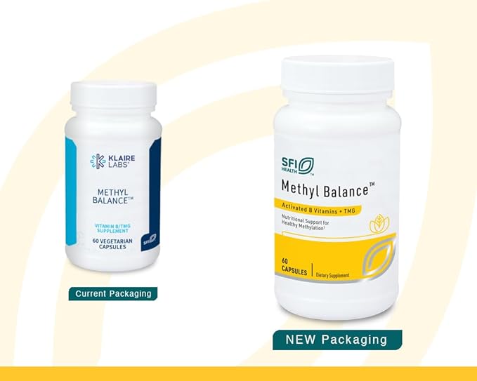 Klaire Labs SFI Health Methyl Balance - Activated Vitamin B + Trimethyglycine Supplement - Metafolin Methyl Folate Betaine TMG Vitamin B2 B6 &amp 12 - Support Healthy Energy Levels (60 Capsules)