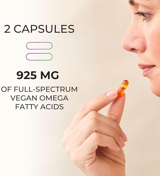 Juice Plus+ Omega Blend Capsules - Plant-Based Omega-3 5 6 7 &amp 9 Sourced from Algae &amp Seeds - DHA &amp EPA Formula Supports Brain Vision &amp Heart Health - Fish Oil Alternative - 60 Ve