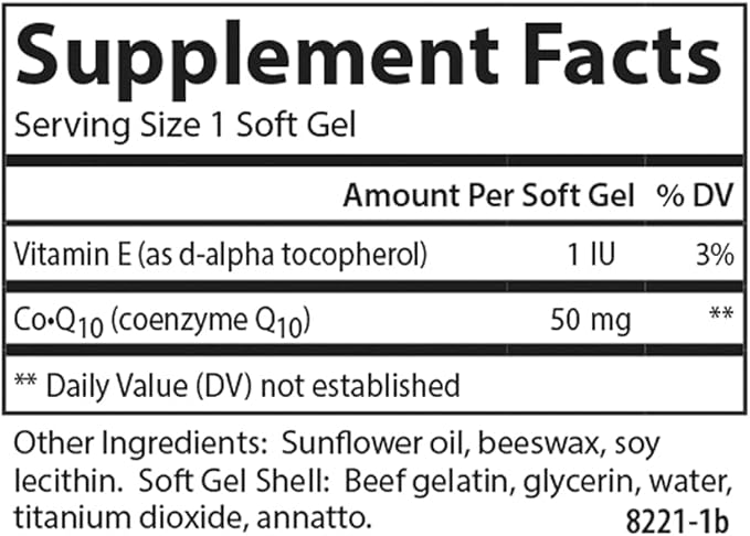 Carlson - Co-Q10 Co-Enzyme Q10 50 mg Energy Production &amp Heart Function 120 Softgels