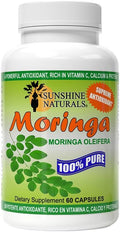 Sunshine Naturals Moringa Dietary Supplement. Immune System Aid Energy Booster Antioxidant Support and Nutrient-Rich Superfood. Promotes Digestion and Heart Health. 120 Capsules.