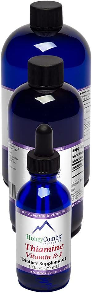 HoneyCombs Vitamin B1 Supplement (Thiamine) Liquid Drops - High Potency Thiamine B1 Supplement for Men &amp Women - Maintain Nervous System Energy &amp Overall Health - Vegan Liquid B Vitamins (8 F