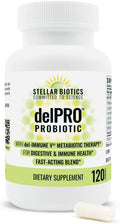 Del-Immune V® + Delpro Probiotic &amp Prebiotic Blend by Stellar Biotics - Promotes Optimal Gut Health Digestion Immune Support &amp Mood (120 Capsules)