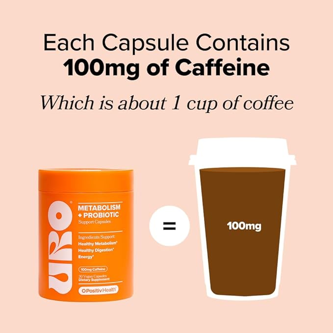 URO Metabolism + Probiotic Support Capsules – Metabolism Gut Health &amp Sustained Energy – with Chromium Picolinate Green Coffee Bean Extract &amp Targeted Probiotics – 1 Month Supply – 30 Servin