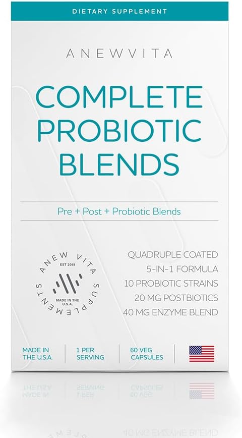 Complete Probiotic Blend: 5-in-1 Digestive Enzymes Zinc Postbiotic Prebiotics and Probiotics for Women &amp Men Provitalize for Women Digestive &amp Gut Health | 10 Strains 20 Billion CFU 60ct