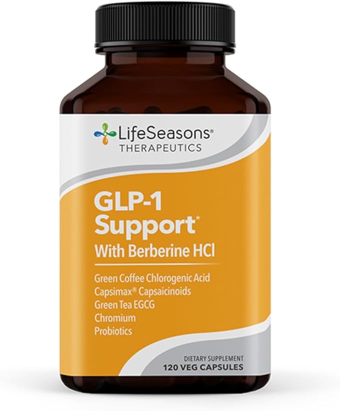LifeSeasons GLP-1 Support Supplement – Appetite Control Weight Management Metabolism Booster with Berberine Chromium EGCG Green Coffee Bean &amp Red Chili Peppers - 120 Capsules