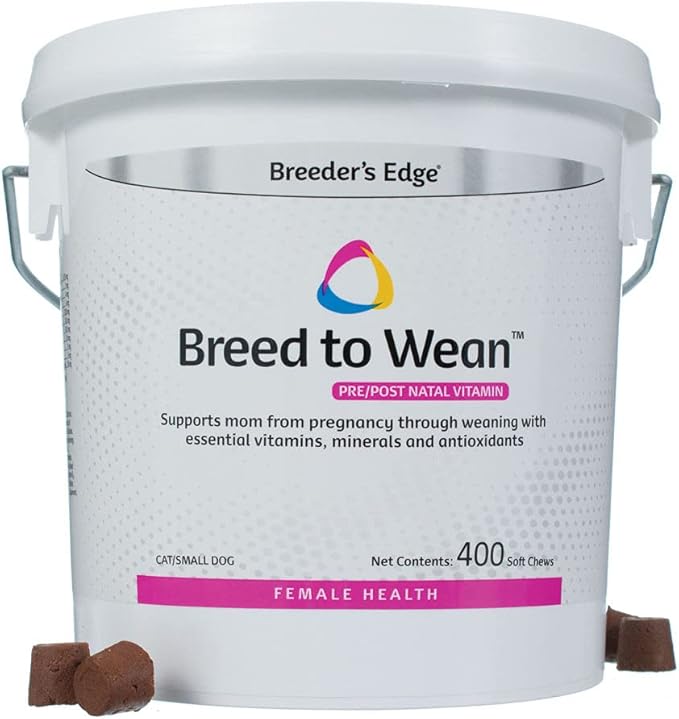 Breeder's Edge Breed to Wean Prenatal and Postnatal Multivitamin for Dogs &amp Cats Supports Pregnant &amp Nursing Moms Supplement Provides Antioxidants Vitamins &amp Minerals 400ct for Cats &
