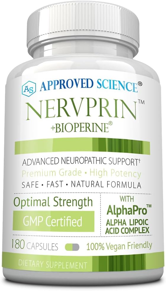 Approved Science Nervprin - Nerve Support - Benfotiamine B12 R-Alpha-Lipoic Acid Corydalis Boswellia BioPerine - 180 Capsules - Made in The USA