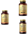 Solgar Omega-3-6-9 Vitamin D &amp Magnesium Bundle Omega-3-6-9- 120 Softgels + Vitamin D3 (Cholecalciferol) 250 MCG (10000 IU) 120 Softgels + Magnesium Citrate 120 Tablets
