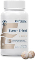 EyePromise Screen Shield Teen Eye Vitamin - 30-Count 30-Day Supply - Chewable Eye Supplement for Kids with Zeaxanthin Lutein Zinc &amp Vitamins for Tired Strained Eyes