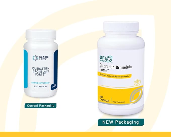 Klaire Labs SFI Health Quercetin-Bromelain Forte - Immune &amp Seasonal Support Enzymes with Pancreatic Proteolytic Bromelain Papain Enzymes &amp Bioflavonoids (100 Capsules)