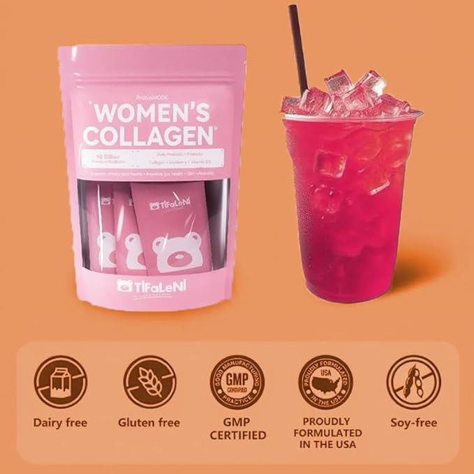 Naturally-Sourced Hydrolyzed Bovine Collagen Powder with 50B CFU Probiotics Prebiotics &amp Vitamin D3 – Hair Skin Nail &amp Joint Support Gut-Friendly Collagen Supplement for Women