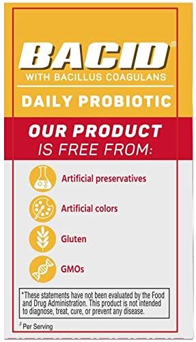 Bacid Daily Probiotic with Bacillus Coagulans Digestion Supplement to Improve Occasional Constipation 100 count