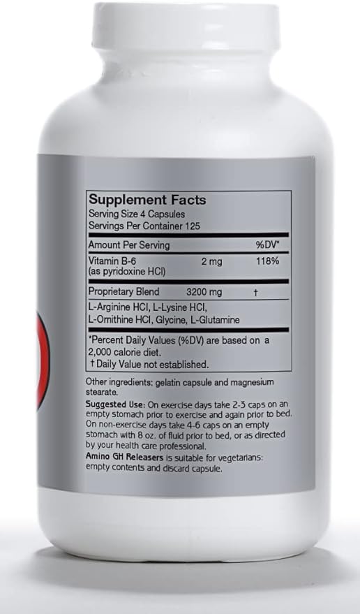 Anabol Naturals Amino GHReleasers Pre-Workout Amino Acid Supplement – MetaboEnhancer with L-Glutamine and L-Arginine for Lean Muscle 500 Capsules