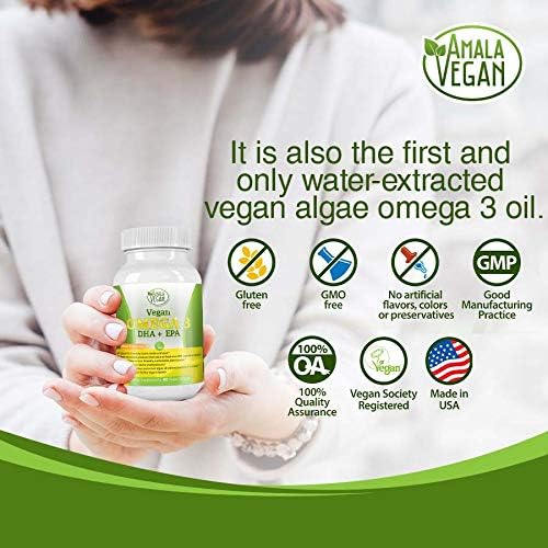 POTENT VEGAN OMEGA 3 Supplement: Better Than Fish Oil! Plant Based Water Extracted Algae Oil- DHA EPA DPA Fatty Acids- Non GMO- Improve Immune System Joint Heart Skin &amp Brain Health- 2 Month Su