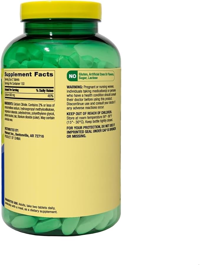 Calcium Citrate Supplement 600 Mg per Serving * Supports Bone Health and Wellness * Citrato de Calcio - High Absorption * 300 Tablets