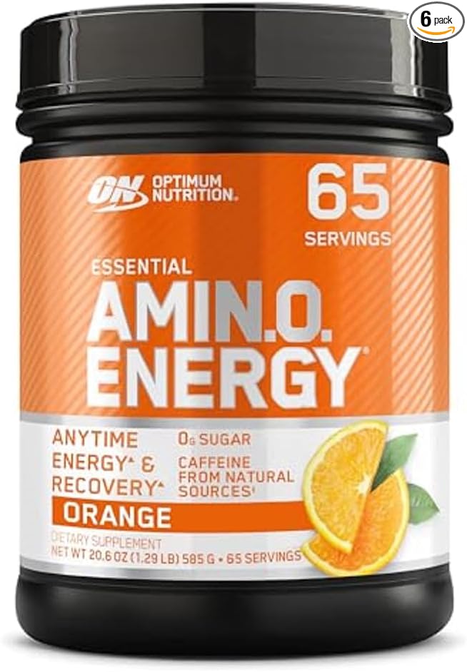 Optimum Nutrition Amino Energy - Pre Workout with Green Tea BCAA Amino Acids Keto Friendly Green Coffee Extract Energy Powder - Orange Cooler 65 Servings (Packaging May Vary) (Pack of 6)