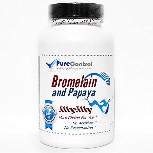 Bromelain and Papaya 500mg/500mg // 180 Capsules // Pure // by PureControl Supplements