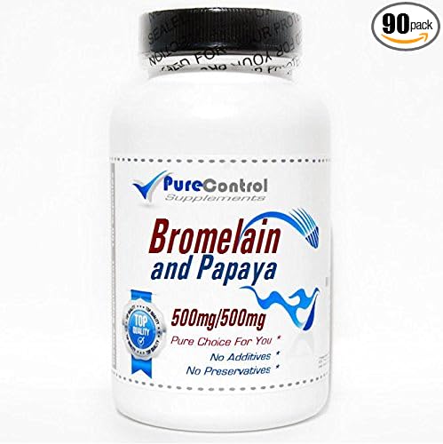 Bromelain and Papaya 500mg/500mg // 90 Capsules // Pure // by PureControl Supplements