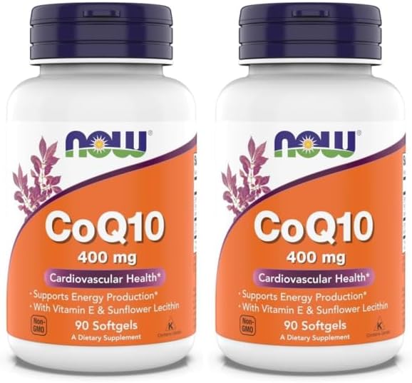NOW Foods Supplements CoQ10 400 mg Pharmaceutical Grade All-Trans Form Produced by Fermentation 90 Softgels (Pack of 2)