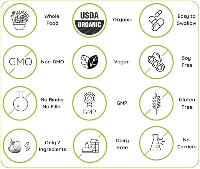 Vegan Whole Food Vitamin C Two Ingredients (Organic Whole Acerola Cherry Powder and Organic Vegan Capsule) Non-GMO Third Party Tested 60 Day Supply