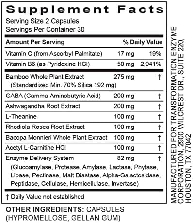 TRANSFORMATION THE GENESIS OF GOOD HEALTH ReZEN Enzyme Blend Supplement Natural Transcendence Formula with Vitamin B6 Supporting a Healthy Nervous System 90 Capsules