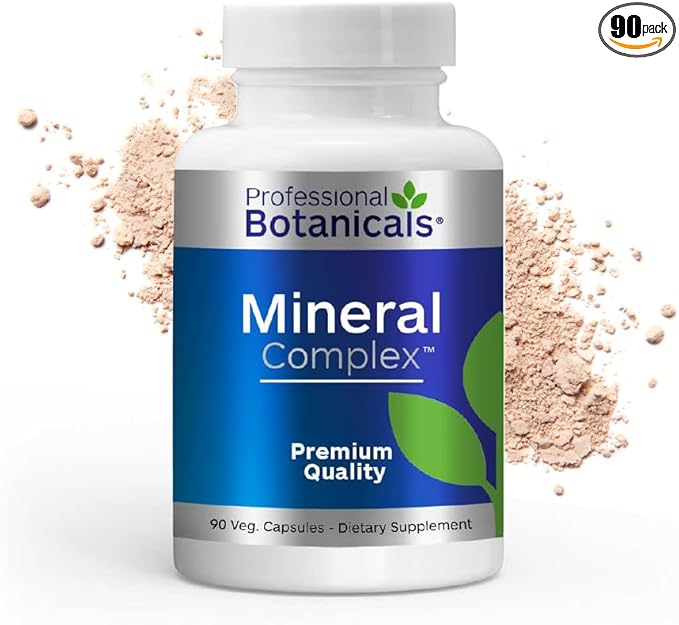 Professional Botanicals Mineral Complex - Trace Minerals Kelp Spirulina Nutrient Blend - 90 Vegetarian Capsules