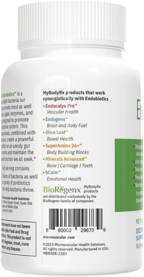 Endobiotics Gut Support Supplement - Rich Blend of Eight Beneficial Bacteria for Optimal Digestive Health-90 Capsules 4pk