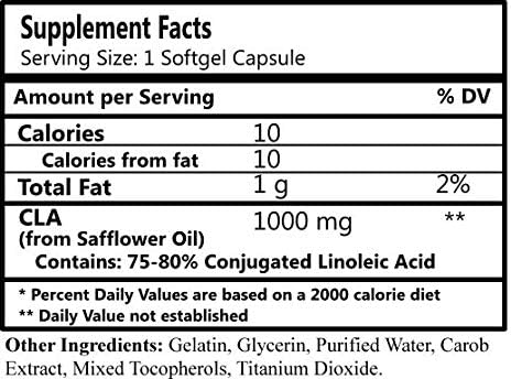 Daily Manufacturing CLA (Conjugated Linoleic Acid 1000 mg Essential Fatty Acid) 60 Softgels
