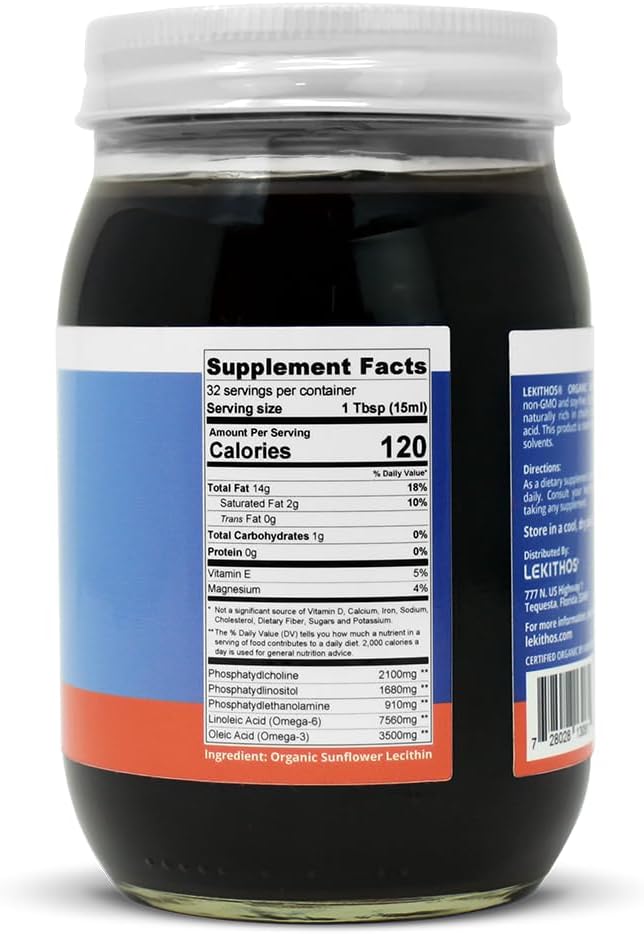 Organic Sunflower Lecithin Liquid - 16 fl oz - Certified USDA Organic - Cold Pressed (Solvent Free) - Non-GMO Project Verified