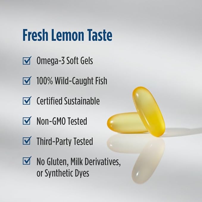 Nordic Naturals ProOmega-D Lemon Flavor - 120 Soft Gels - 1280 mg Omega-3 + 1000 IU D3 - High-Potency Fish Oil - EPA &amp DHA - Brain Eye Heart &amp Immune Health - Non-GMO - 60 Servings