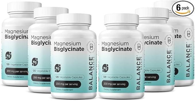 Balancebreens Magnesium Glycinate 200mg - Magnesium Bisglycinate Chelated Supplements for High Absorption - Non GMO and Gluten Free Gentle on Stomach for Restful Sleep and Muscle Support 120 Count