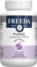 FREEDA Acidophilus Probiotic 1 Billion CFU - Lactobacillus Acidophilus Probiotics for Women &amp Men - Women's Probiotics for Digestive Health - Gut Health Supplements for Women &amp Men (250 Capsul