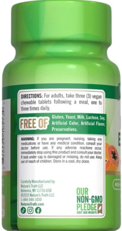 Nature's Truth Chewable Papaya Enzyme - 120 Tablets Pack of 4