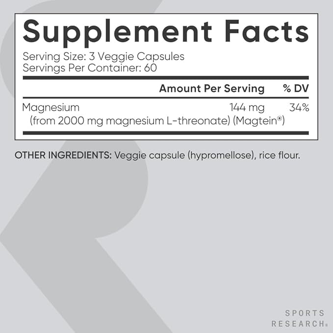 Sports Research 180 Count Cognitive Health Mega Pack Contains Triple Strength Omega 3 Fish Oil w/EPA &amp DHA Fatty Acids (1250 mg) &amp Magtein Magnesium L-Threonate (2000mg)