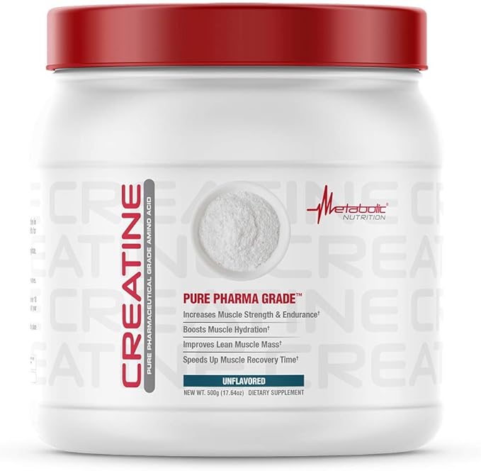 Metabolic Nutrition Creatine Monohydrate Powder 5g Unflavored for Men &amp Women - Gym Workout Nutritional Supplements for Muscle Gain Brain Health &amp Strength Building 500g