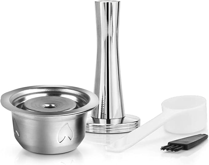 Stainless Steel Metal Coffee Capsule Compatible with Nespresso Vertuoline Pod Holderfit for Vertuolline GCA1 ENV135 (BIG CUP 8OZ with Tamper)