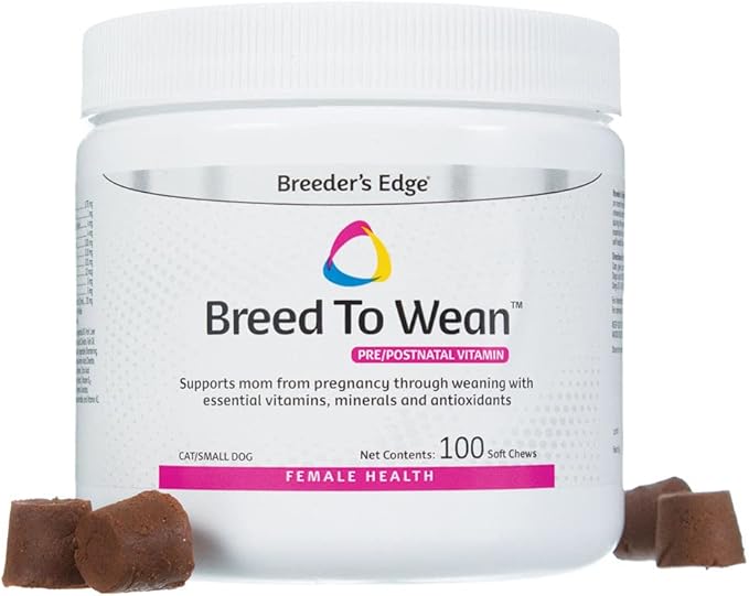 Breeder's Edge Breed to Wean Prenatal and Postnatal Multivitamin for Dogs &amp Cats Supports Pregnant &amp Nursing Moms Supplement Provides Antioxidants Vitamins &amp Minerals 100ct for Cats &